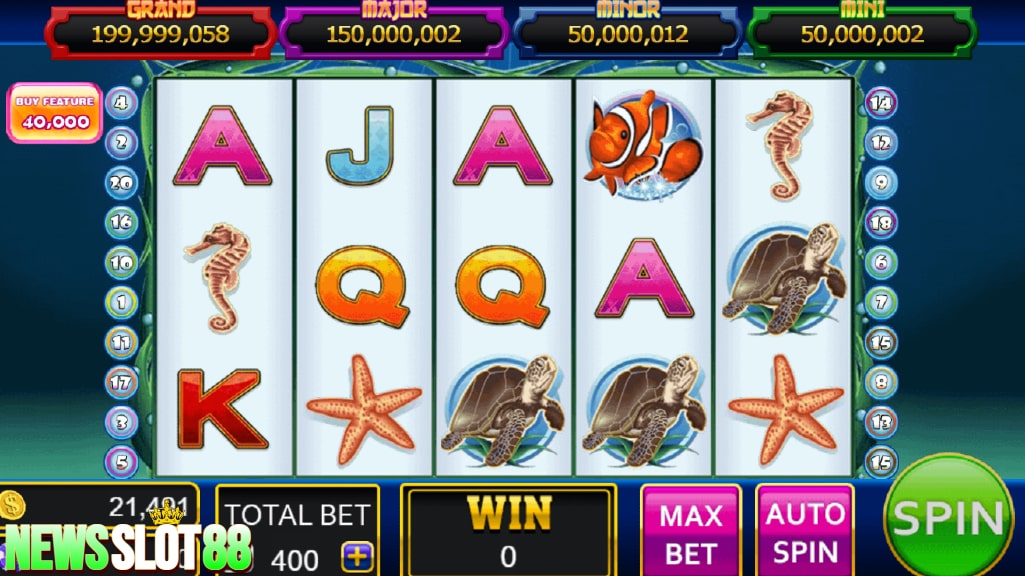 Nikmati keseruan dalam permainan slot online Dolphin Reef dari Slot88 yang menggunakan tema laut yang menawan dan menyegarkan membawa pemain menjelajahi ekosistem bawah laut yang kaya akan kehidupan dan kejutan dengan simbol-simbol seperti, lumba-lumba, ikan badut, penyu laut, peti harta karun dan simbol kartu bernuansa laut.